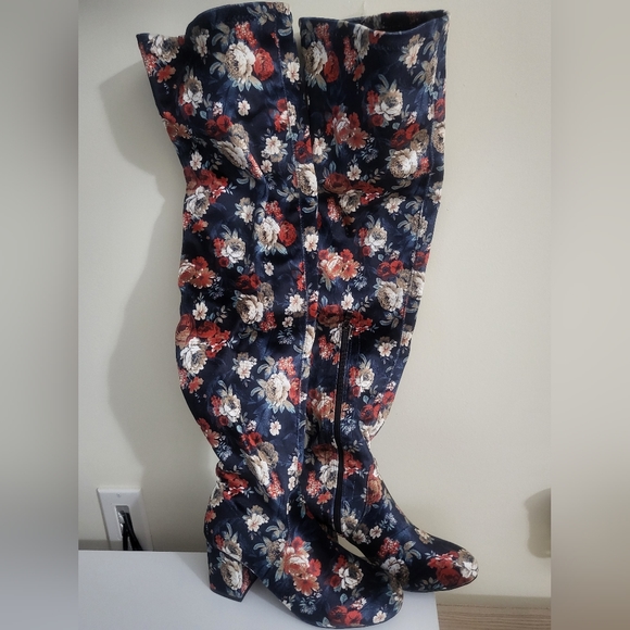SHEIN Floral Velvet OTK Boots - Picture 8 of 10